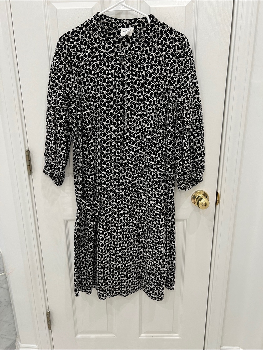 Wrap London Black & White Eyelet Shirt Dress